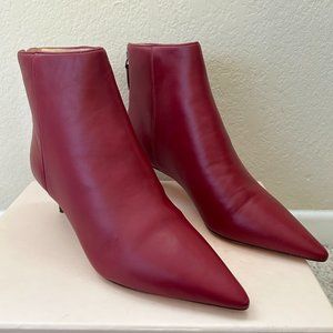 Alexandre Birman Red Leather Kittie Booties Pointed Toe Sz 35.5 EU / 5.5 US